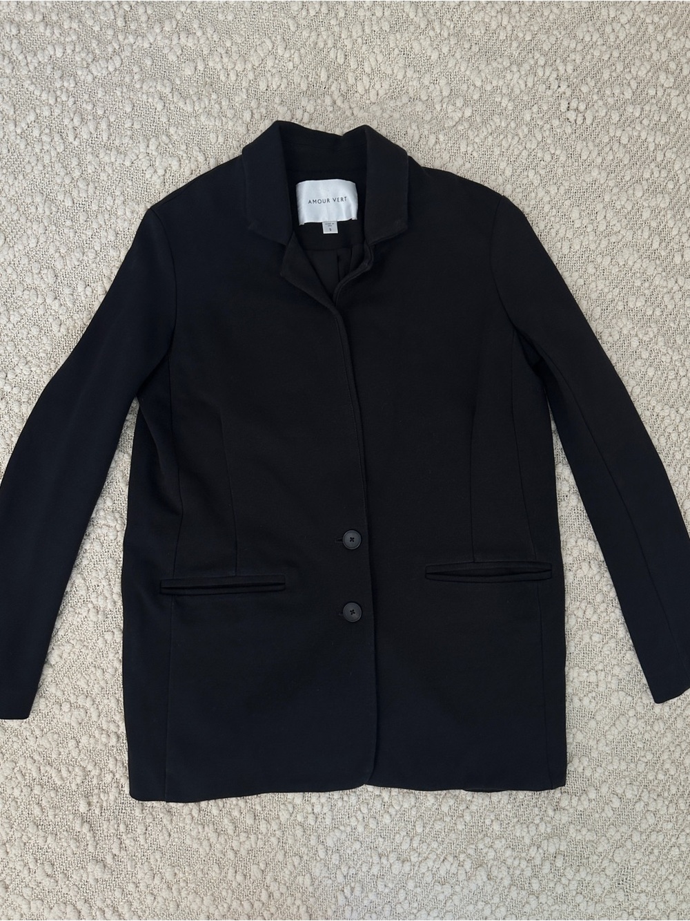 Amour Vert Organic Cotton Modal Knit Blazer Jacket Black Small Made in USA S